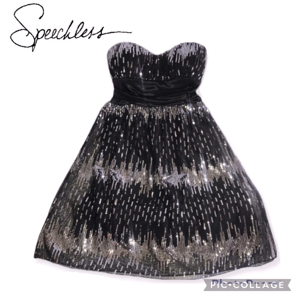 SPEECHLESS BLACK SHIMMERING SEQUIN DRESS